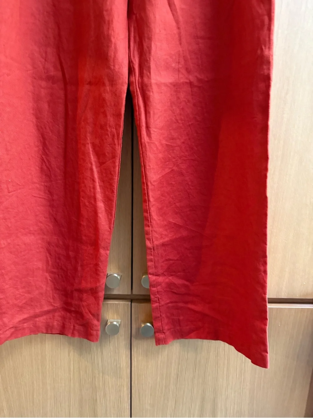 Reformation Vesta Linen High-Waist pants in “blood orange”